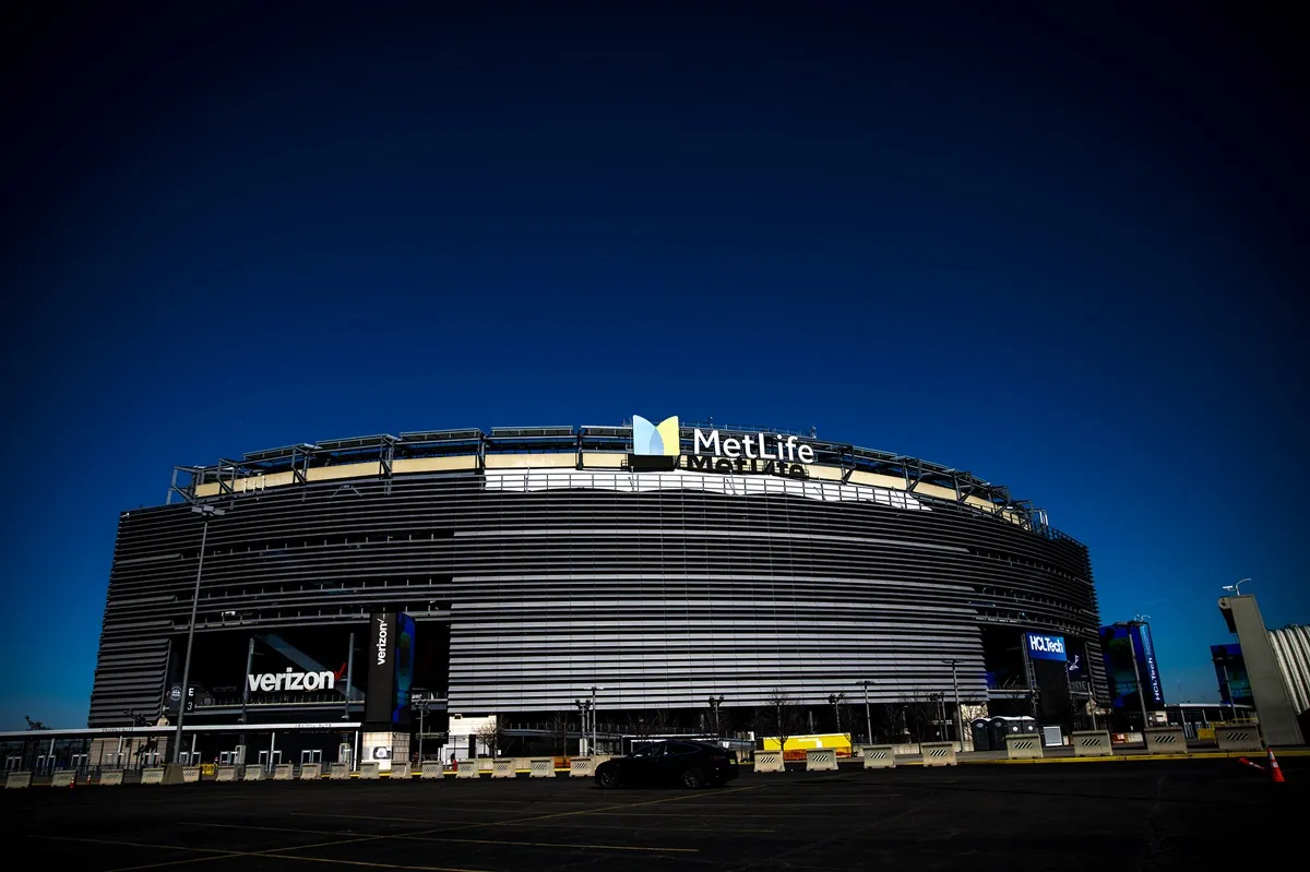 An exterior view of MetLife Stadium after an announcement by FIFA on February 5, 2024 in East Rutherford, New Jersey