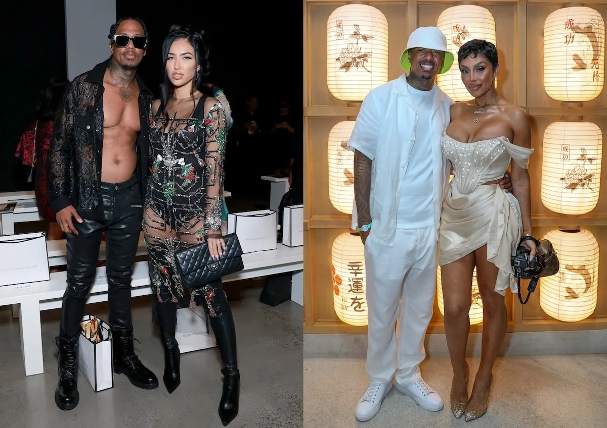 Side by side photos of Nick Cannon with Bre Tiesi and Abby De La Rosa