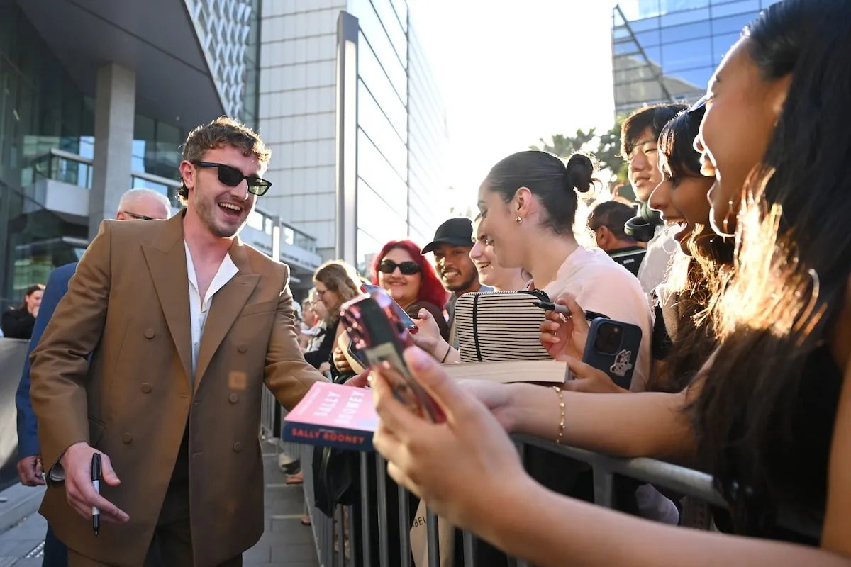 Actor Paul Mescal interacts with fans outside of the Australian Premiere of "Gladiator II"