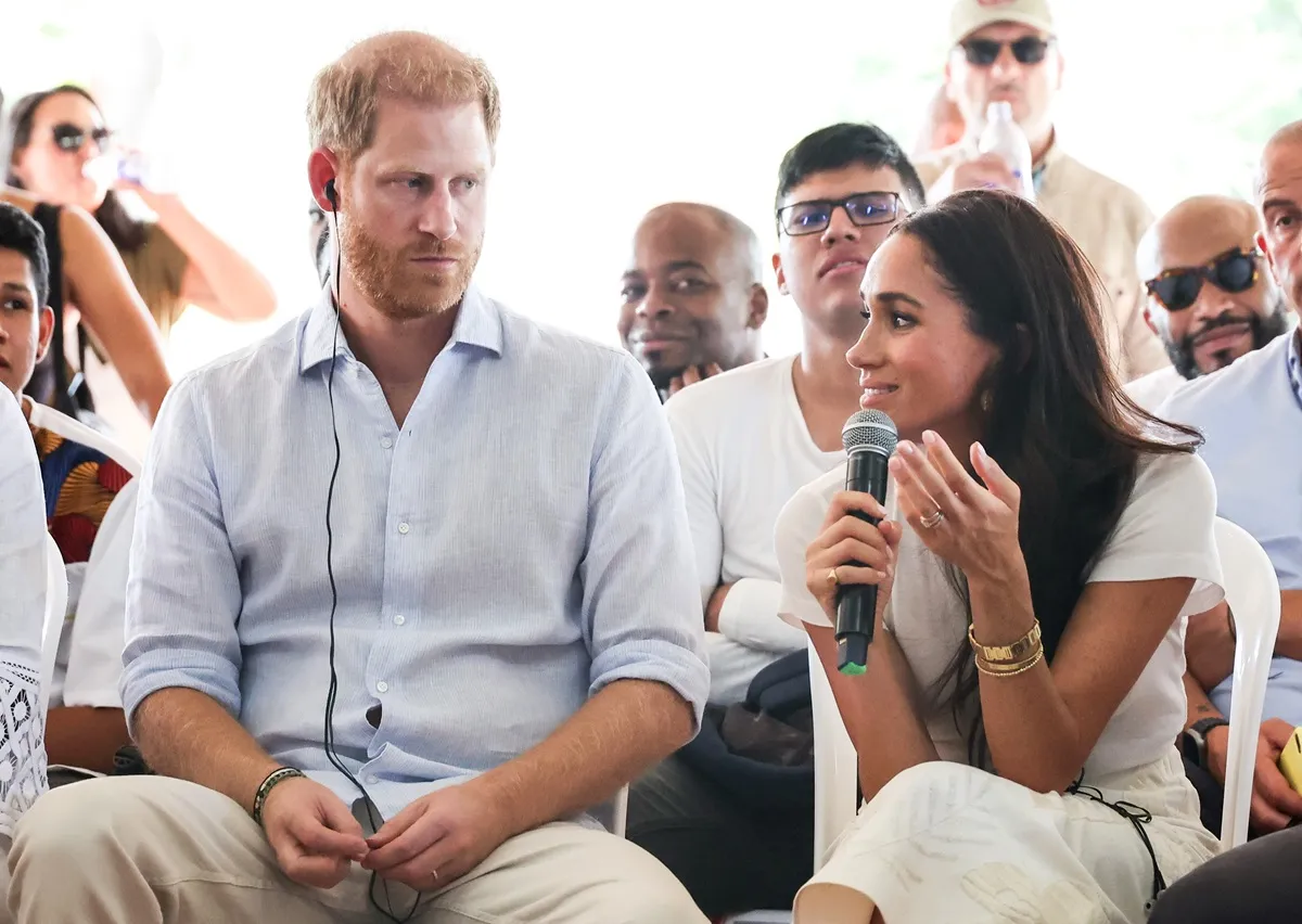 Prince Harry and Meghan Markle seen at the Unidad Recreativa El Vallado in Cali, Colombia