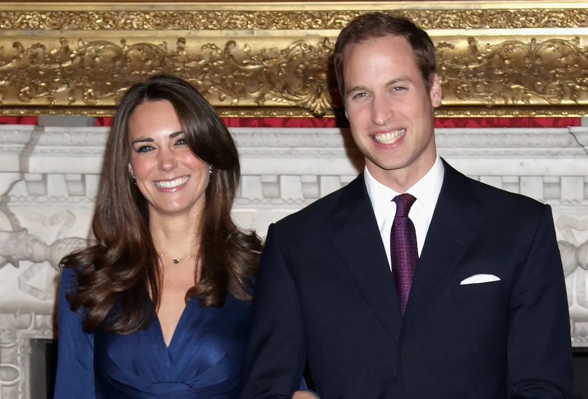 Prince William and Kate Middleton at their engagement announcement in 2010