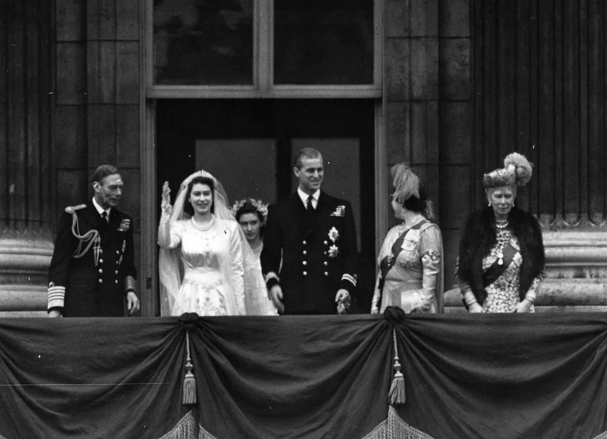 On November, 20, 1947, Princess Elizabeth and Philip, Duke of Edinburgh, stand on the balcony of Buckingham Palace after their wedding