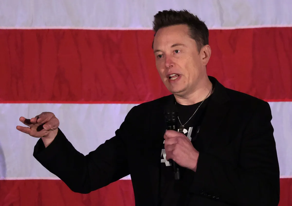 SpaceX founder and Tesla CEO Elon Musk speaks at a town hall in support of Donald Trump