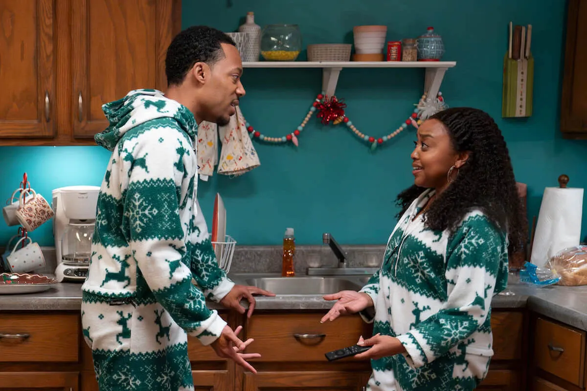 Tyler James Williams and Quinta Brunson wear matching pajamas on 'Abbott Elementary'