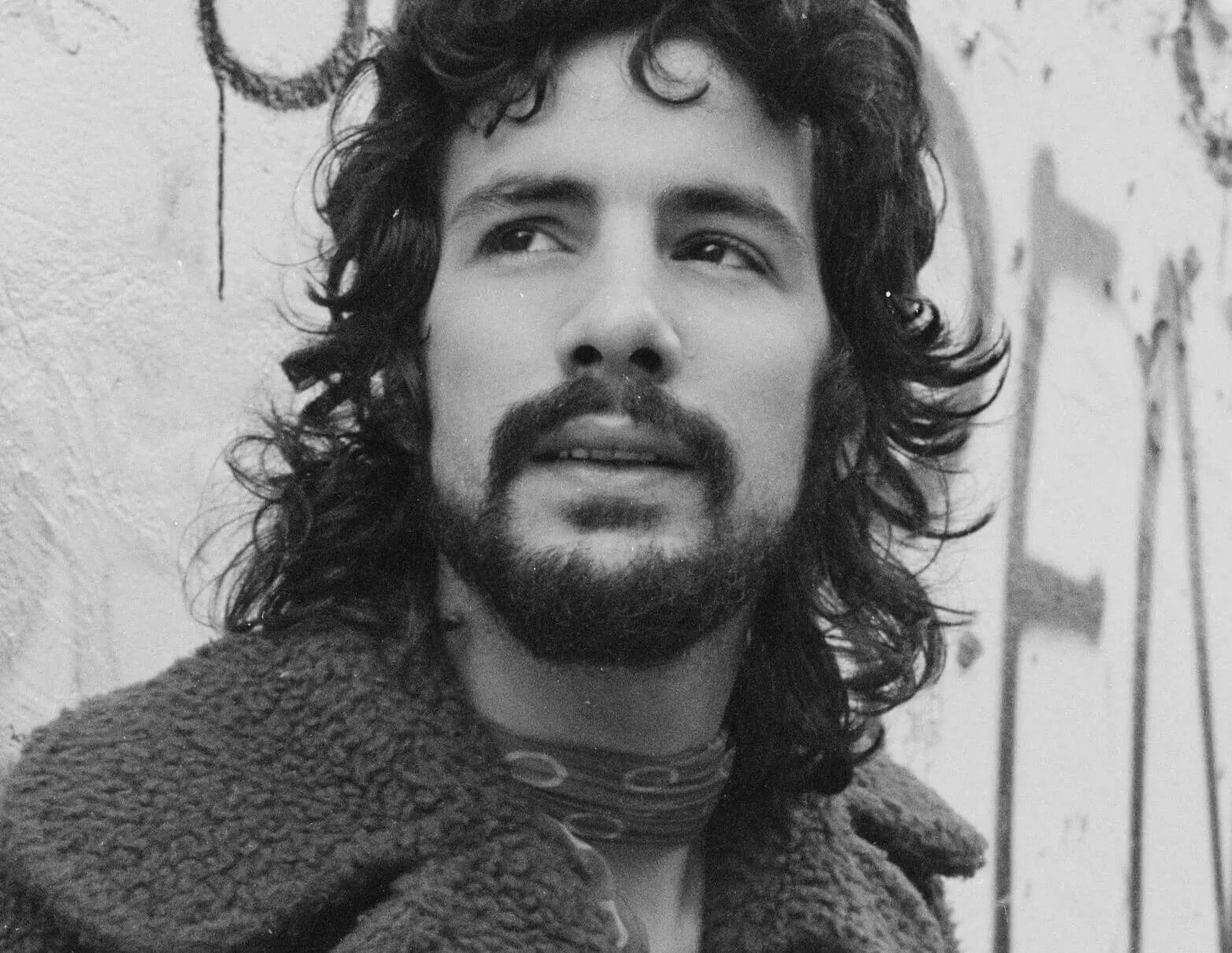 "Father and Son" singer Cat Stevens in black-and-white