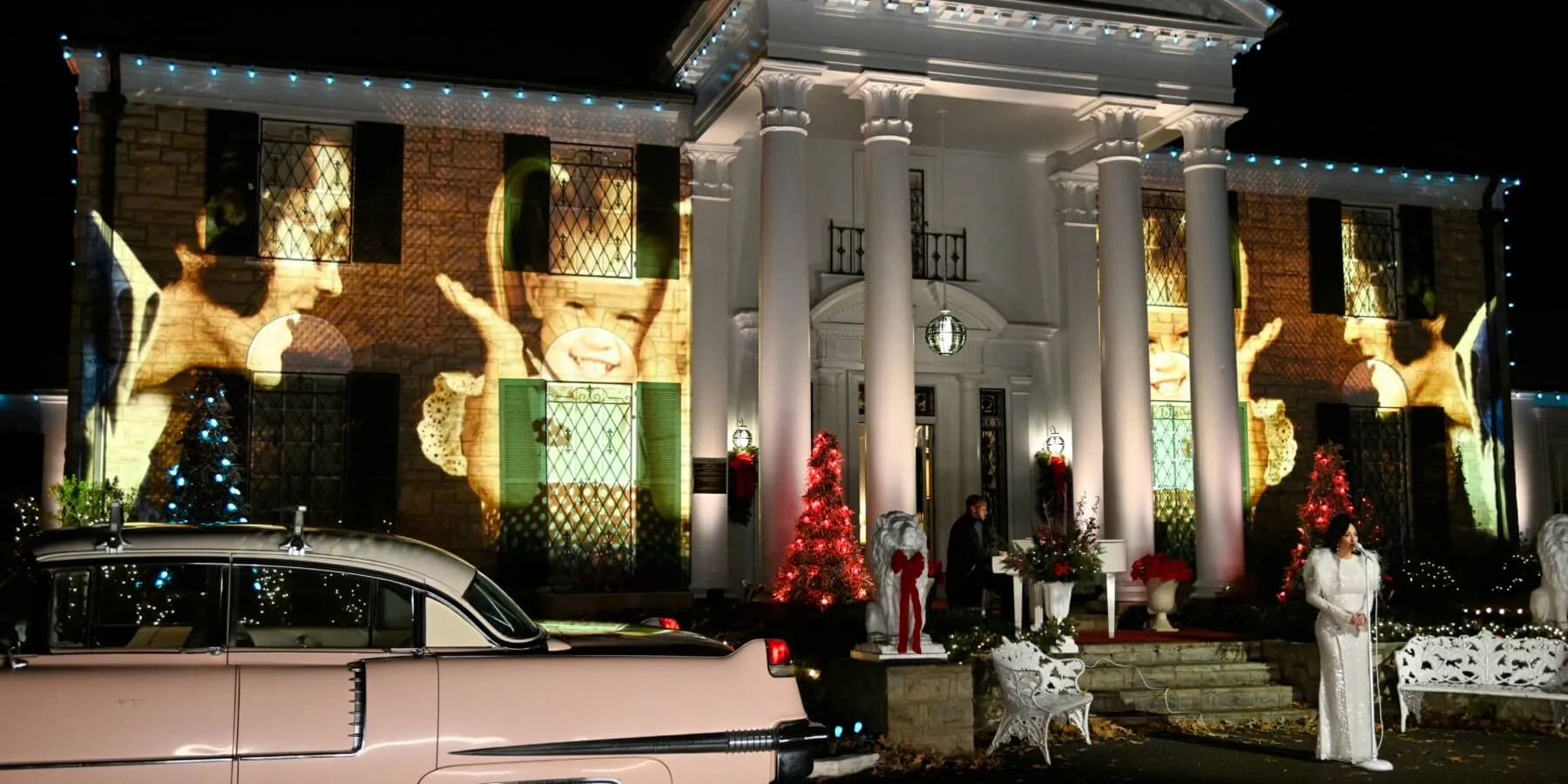 Elvis Presley's Graceland all decked out for Christmas