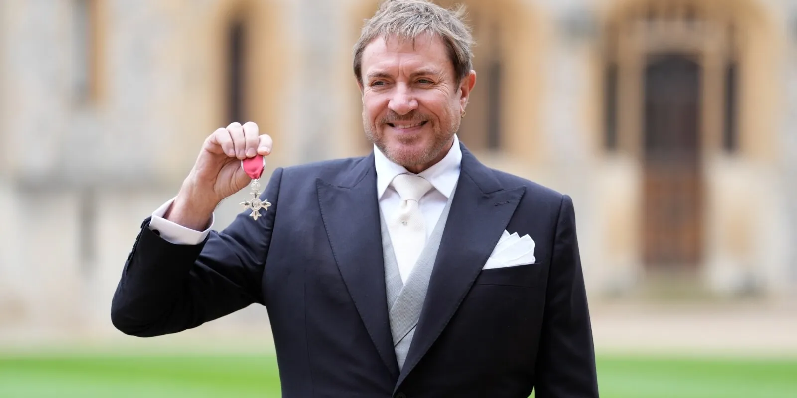 Simon LeBon was awarded at MBE by Prince William at Windsor Castle