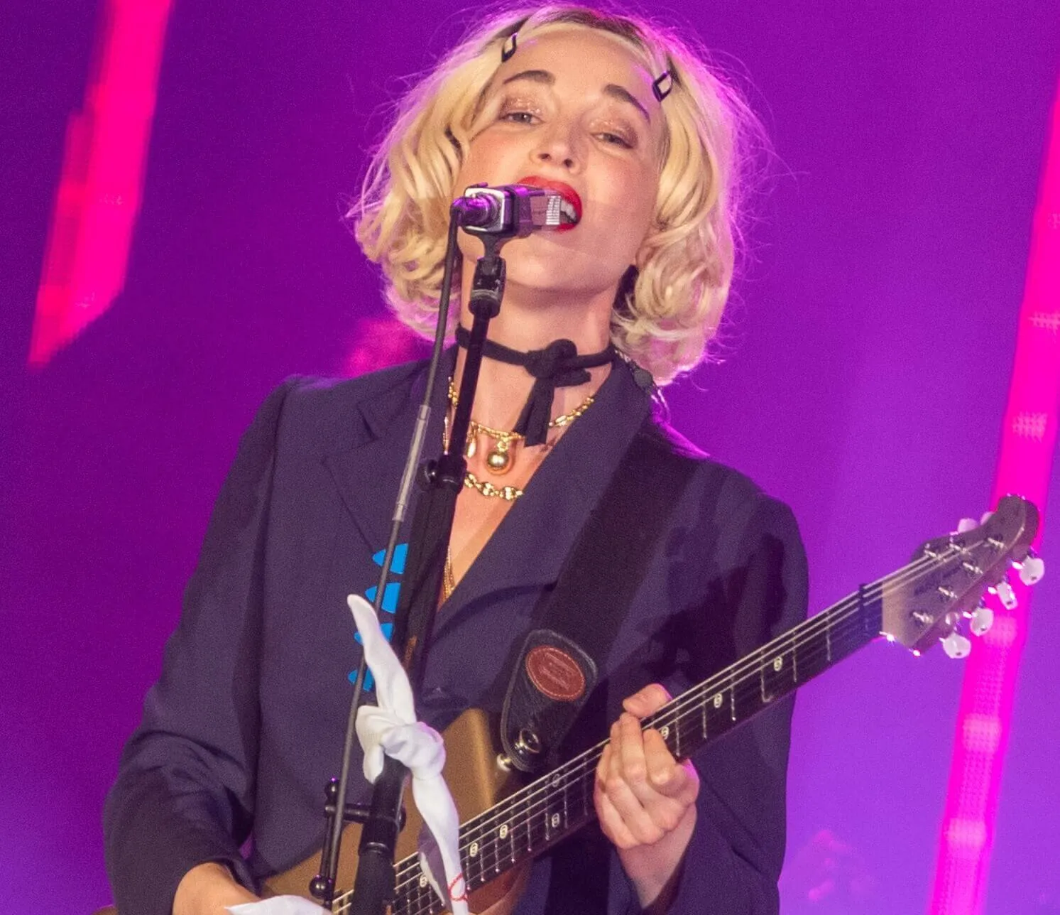 'All Born Screaming' singer St. Vincent with a guitar