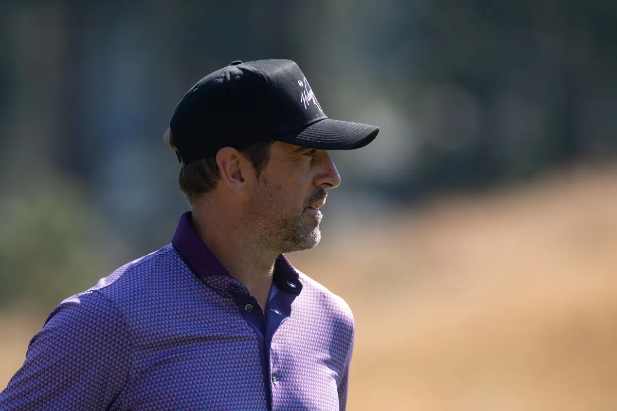 Aaron Rodgers attends the ACC Celebrity Golf Championship presented by American Century Investments at Edgewood Tahoe Golf Course on July 11, 2024 in Stateline, Nevada.