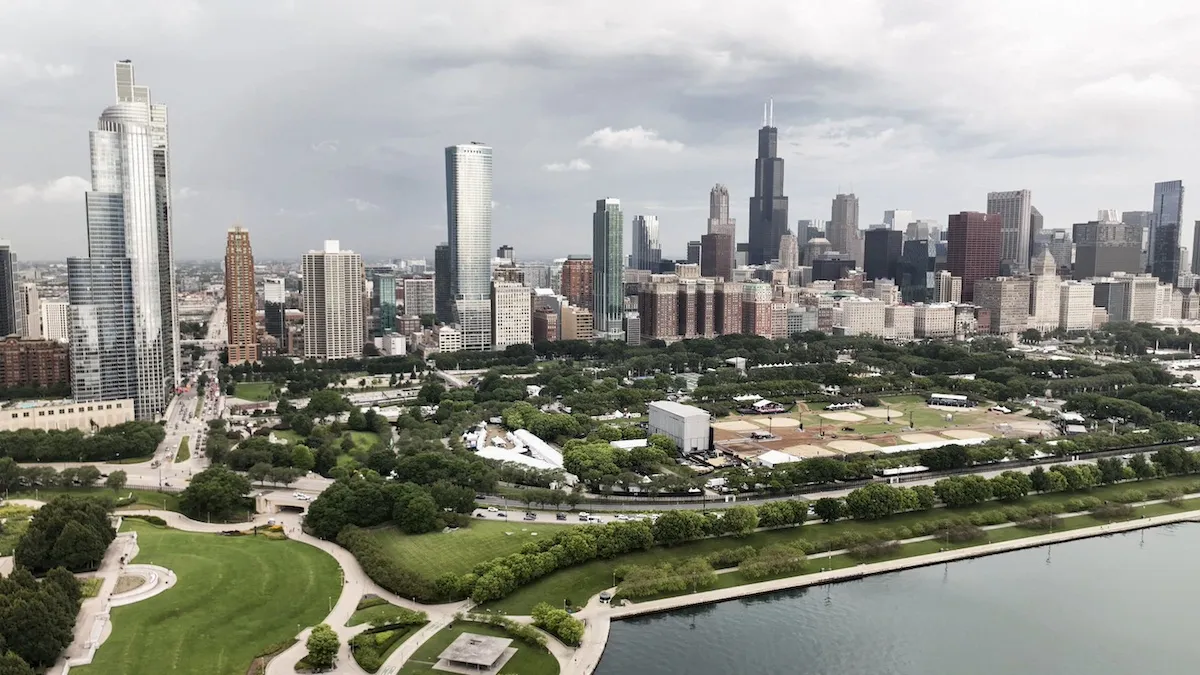 Chicago Skyline with Lake Michigan in the foreground