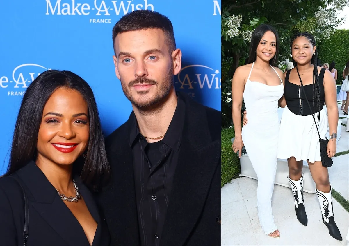 A photo of Christina Milian and husband Matt Pokora next to a photo of Milian and daughter Violet, both in 2024