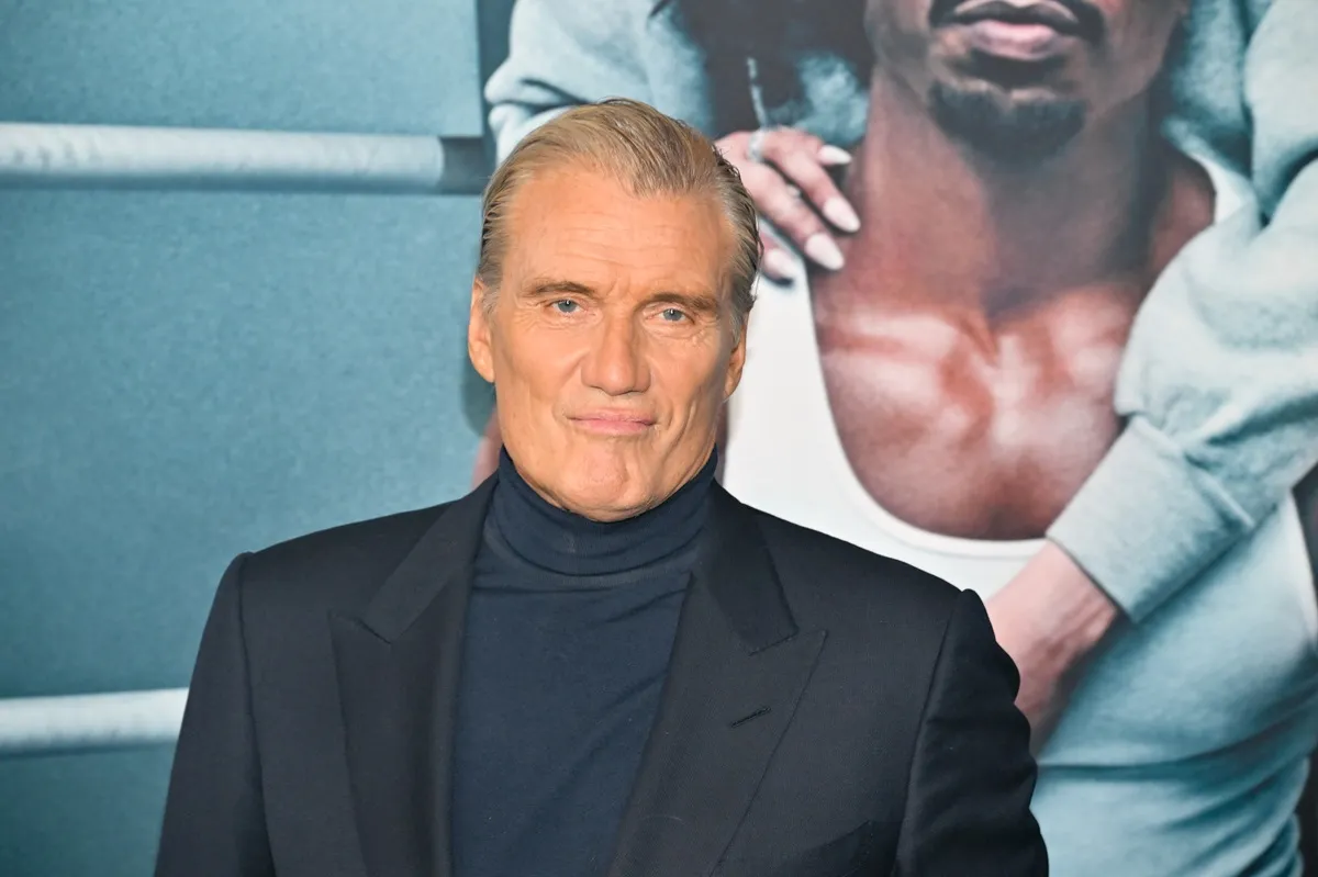 Dolph Lundgren posing at the 'Creed III' premiere.