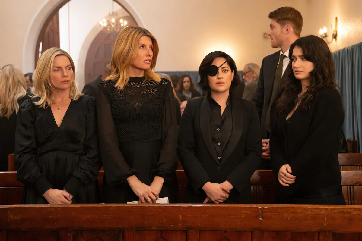 Eva Birthistle, Sharon Horgan, Sarah Greene, and Eve Hewson in 'Bad Sisters' Season 2, in which Grace is killed off. 