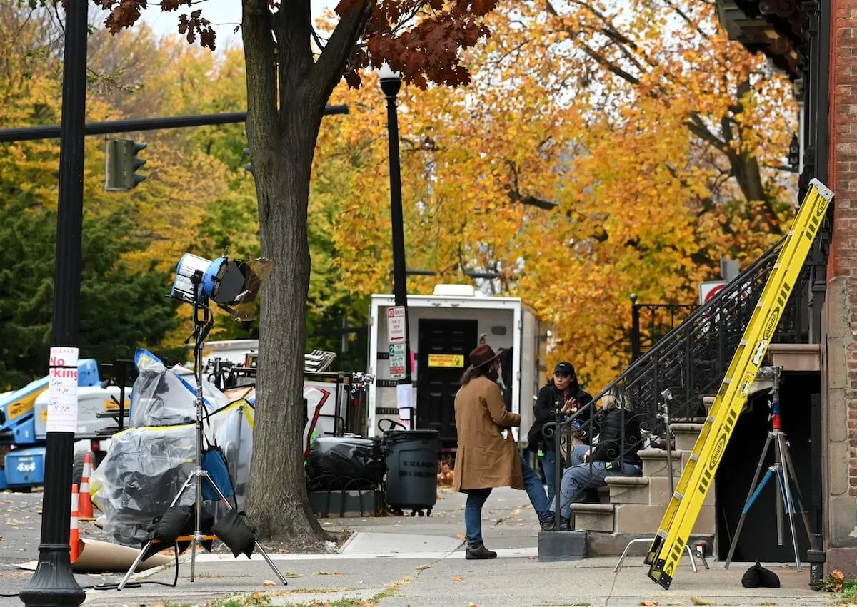 A crew filming a Hallmark movie