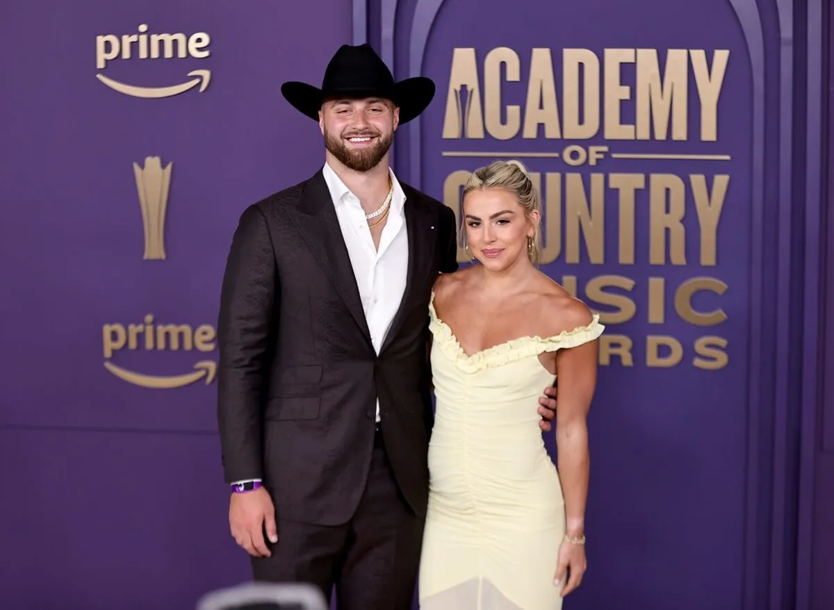 Jake Ferguson and Haley Cavinder attend the 59th Academy of Country Music Awards