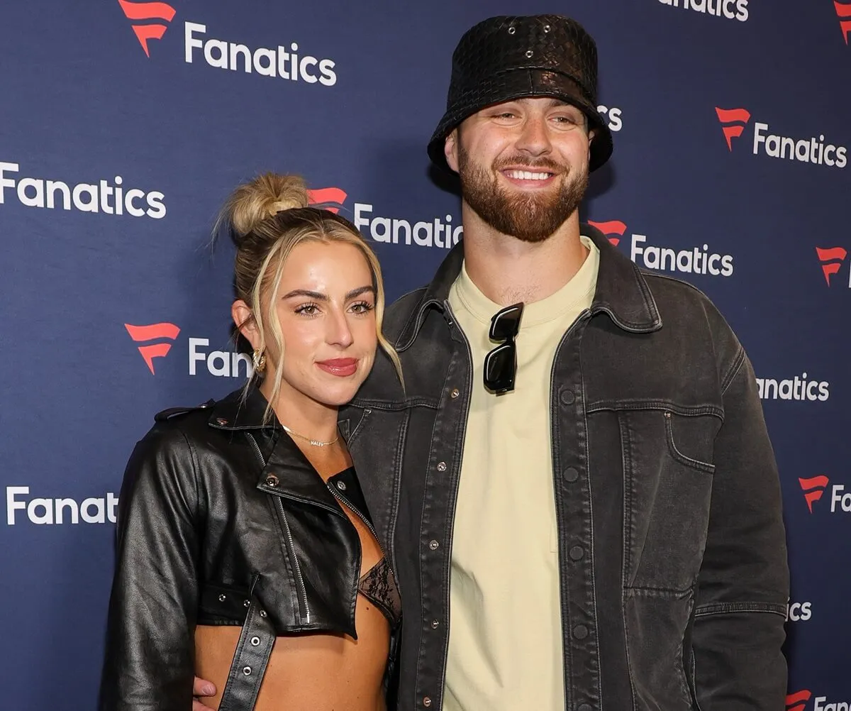 Jake Ferguson and his girlfriend, Haley Cavinder, attend Michael Rubin's Fanatics Super Bowl party