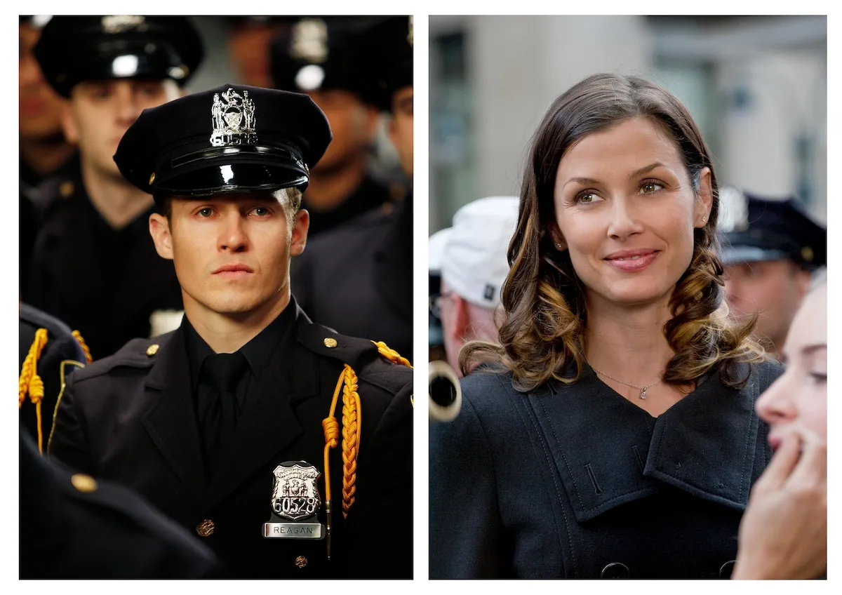 Side by side photos of Jamie Reagan in uniform and Erin Reagan from 'Blue Bloods'