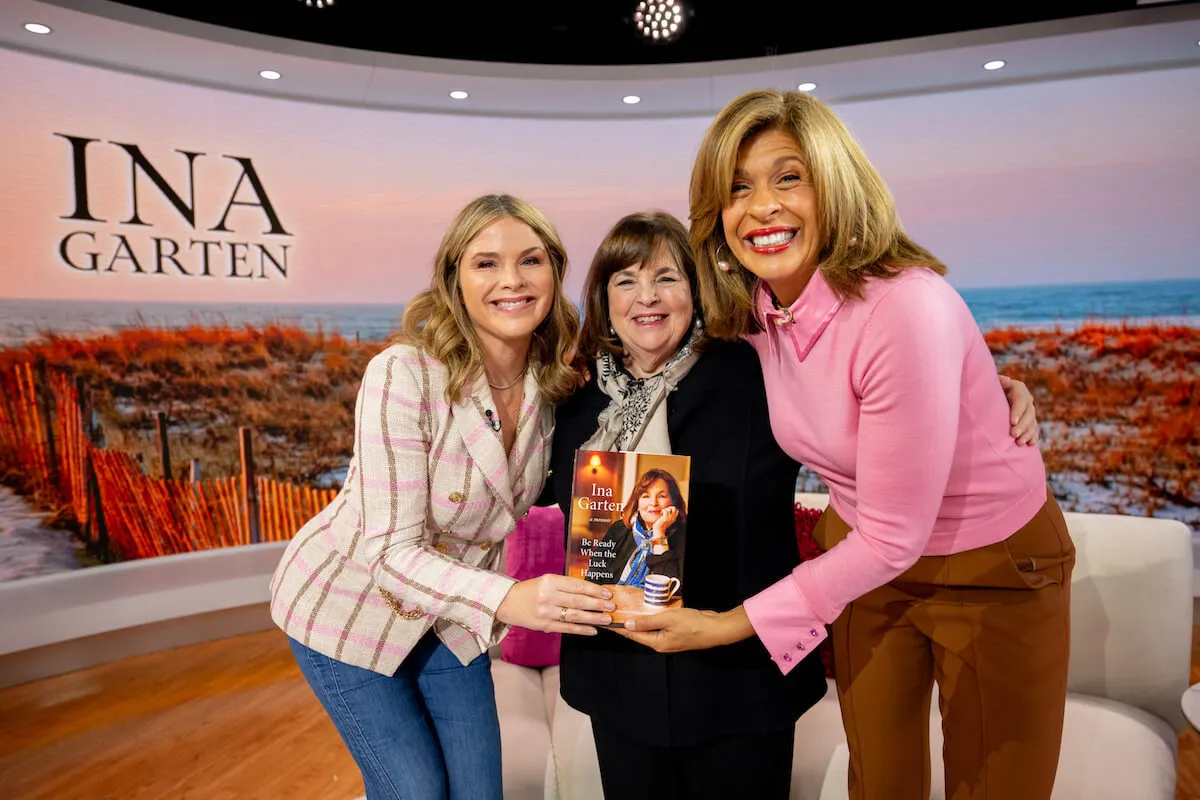 Jenna Bush Hager, Ina Garten, and Hoda Kotb pose holding 'Be Ready When the Luck Happens'