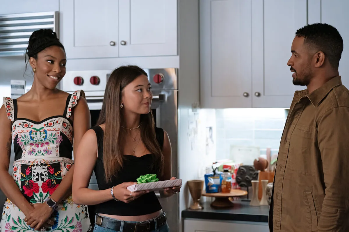 Jessica Williams, Lukita Maxwell, and Damon Wayans Jr. in the Dec. 11, 2024, episode of 'Shrinking' Season 2