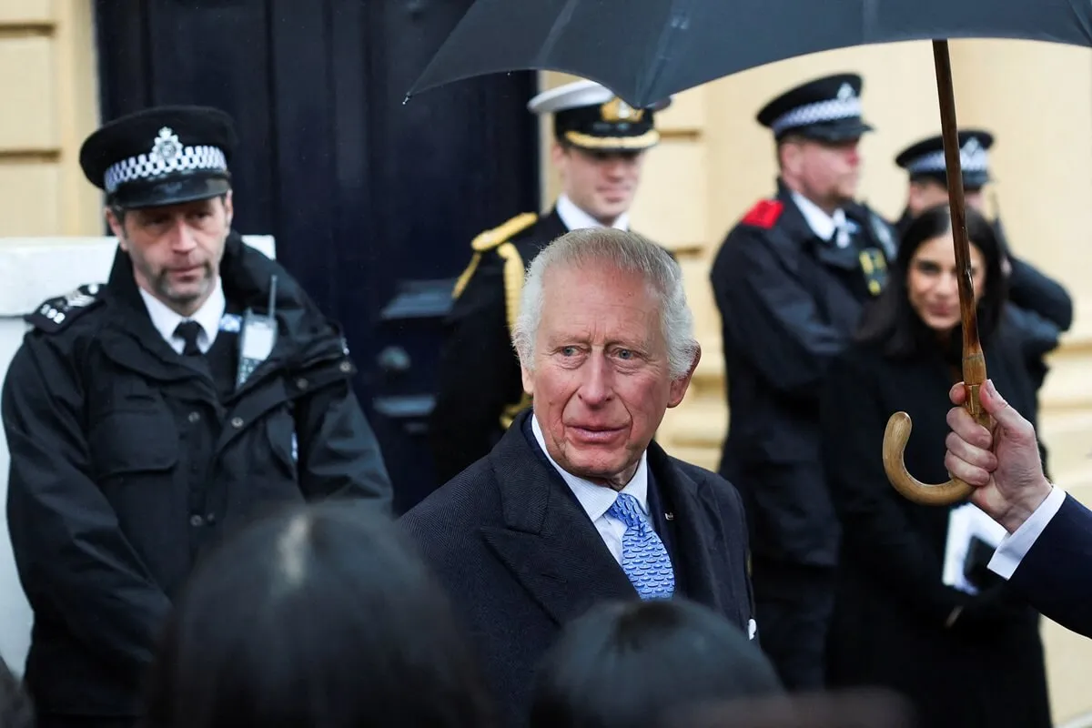 King Charles III as he leaves St. Peter's Church in London