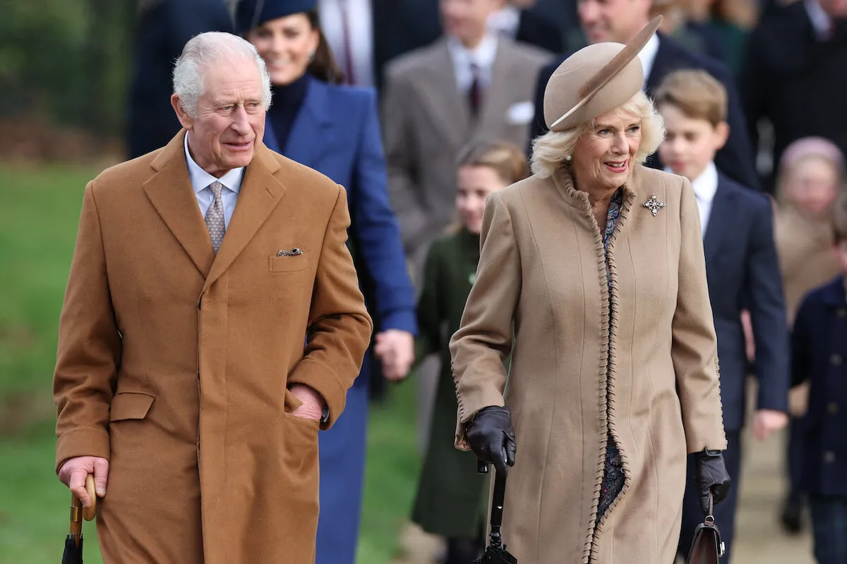 King Charles and Queen Camilla walk to church on Christmas Day, 2023