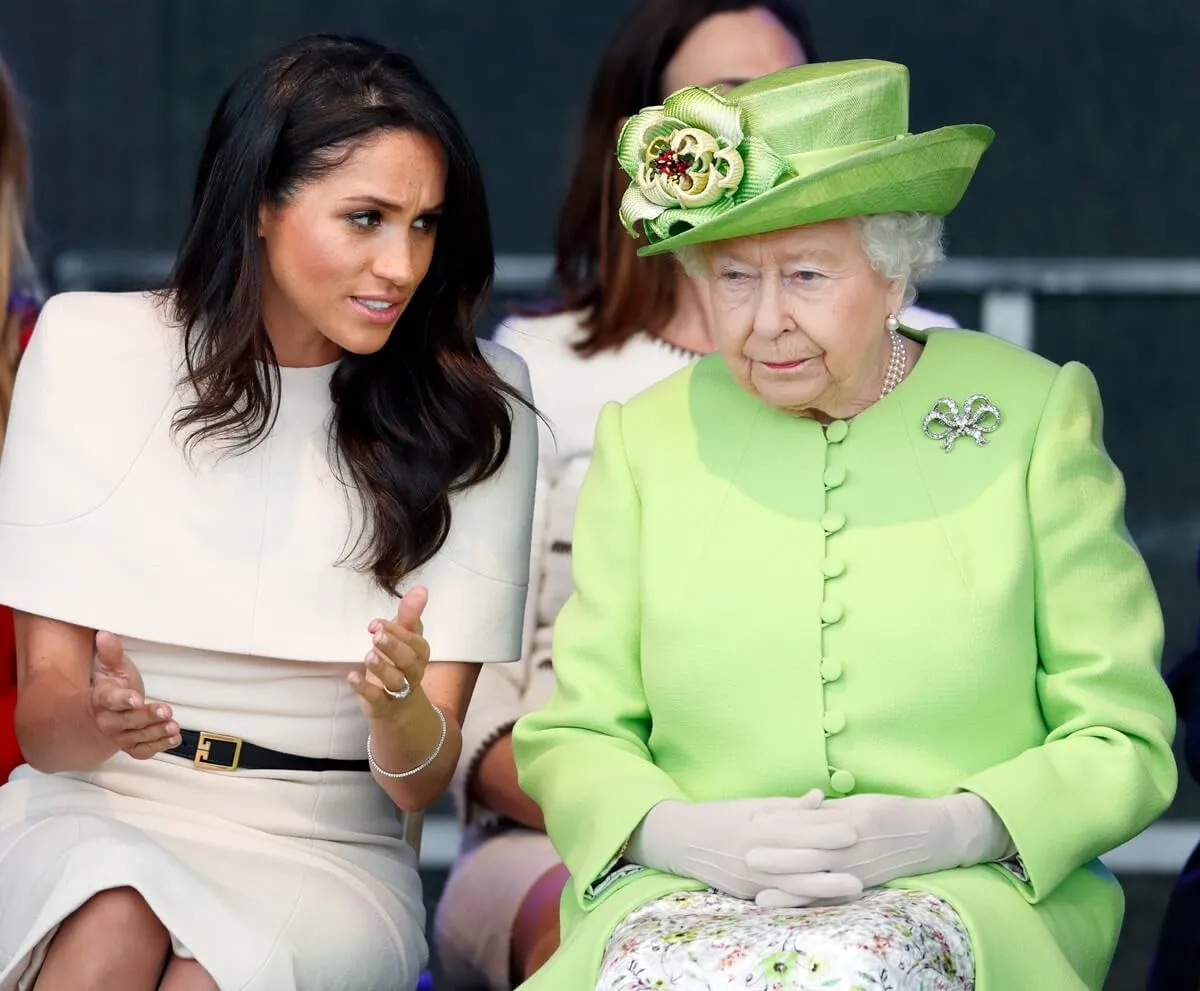 Meghan Markle and Queen Elizabeth II attend a ceremony to open the new Mersey Gateway Bridge in Widnes, England