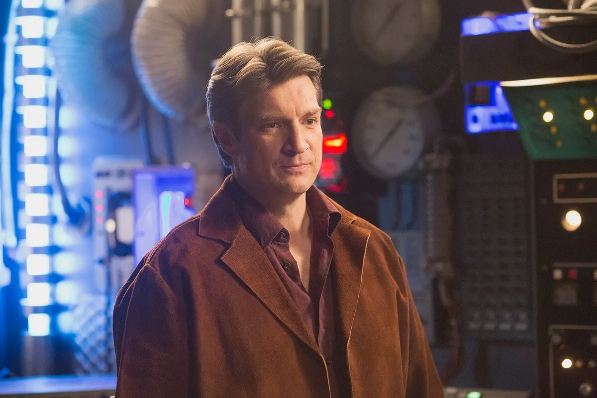 Nathan Fillion dressed as Malcolm Reynolds from 'Firefly'.