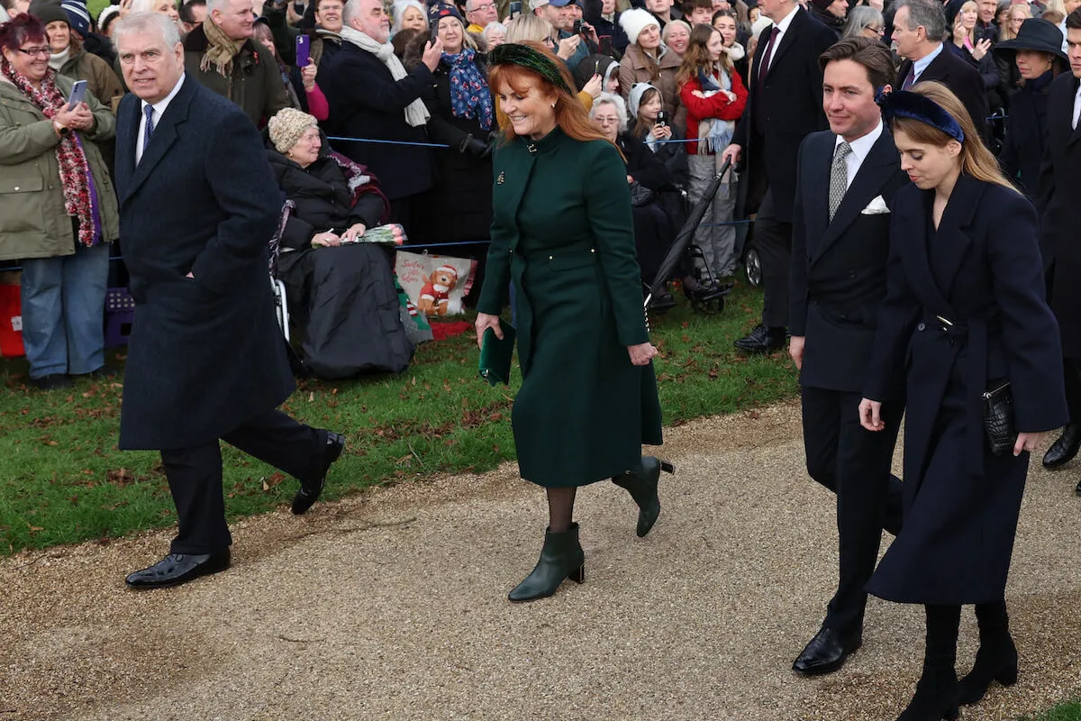 Prince Andrew, Sarah Ferguson, Edo Mozzi, and Princess Eugenie on Christmas Day 2023