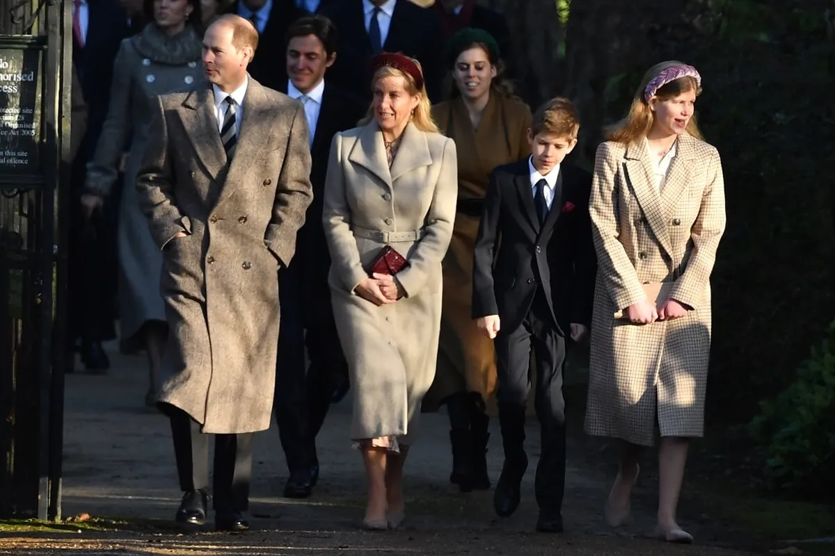 Prince Edward and Sophie, Duchess of Edinburgh walking to Christmas Day service at St. Mary Magdalene Church in Sandringham, Norfolk