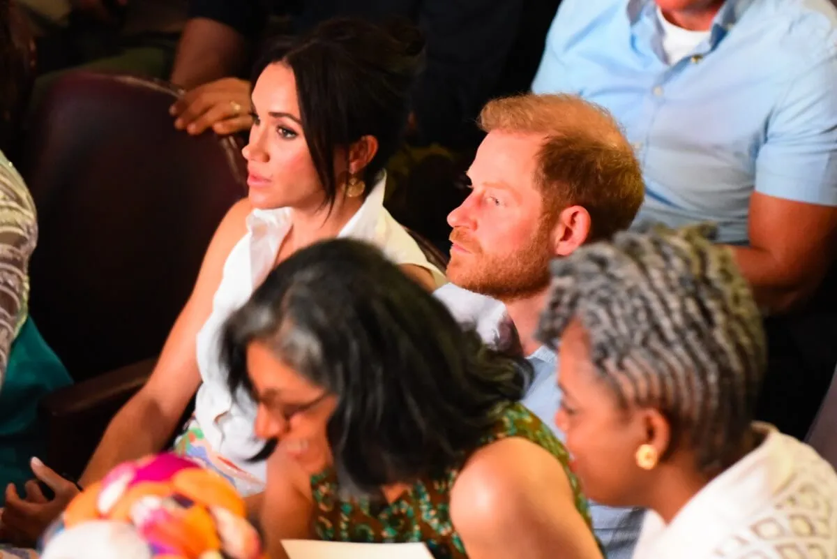 Prince Harry and Meghan at the Afro Women and Power Forum at the Municipal Theater of Calid during a visit around Colombia