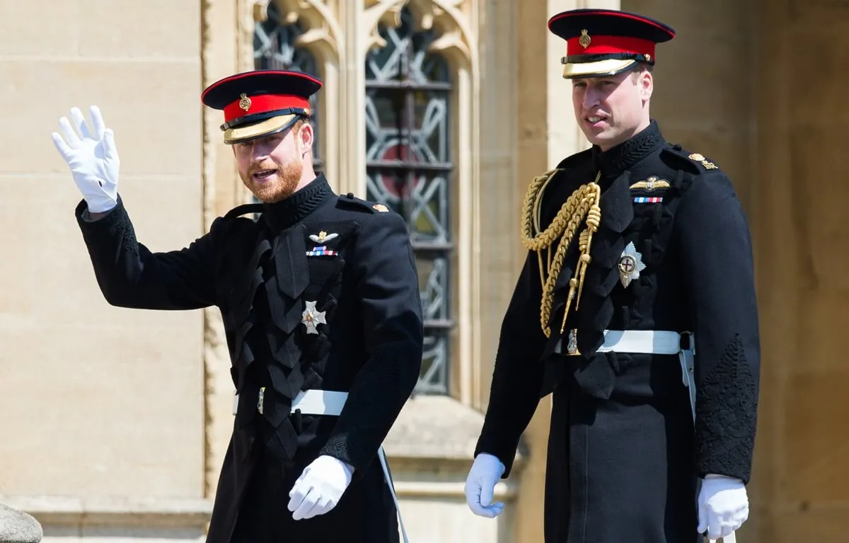 Prince Harry and Prince William arrive to Harry's wedding to Meghan Markle at St George's Chapel, Windsor Castle