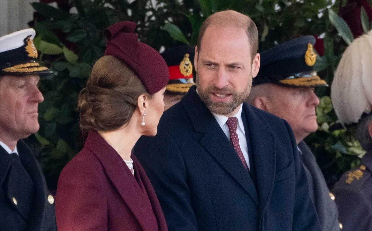 Prince William and Kate Middleton during the Ceremonial Welcome on Horseguards Parade during The Amir of the State of Qatar's visit