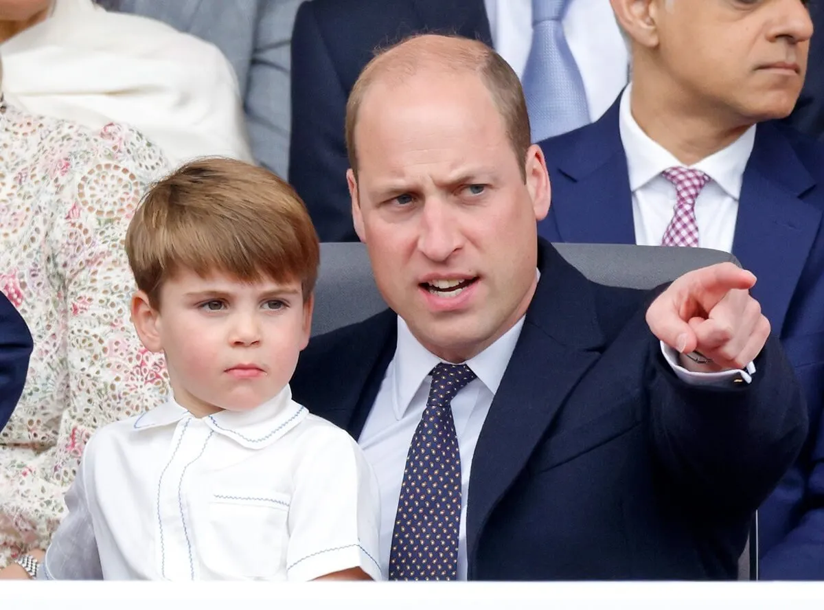 Prince William and Prince Louis attend the Platinum Pageant on The Mall in London