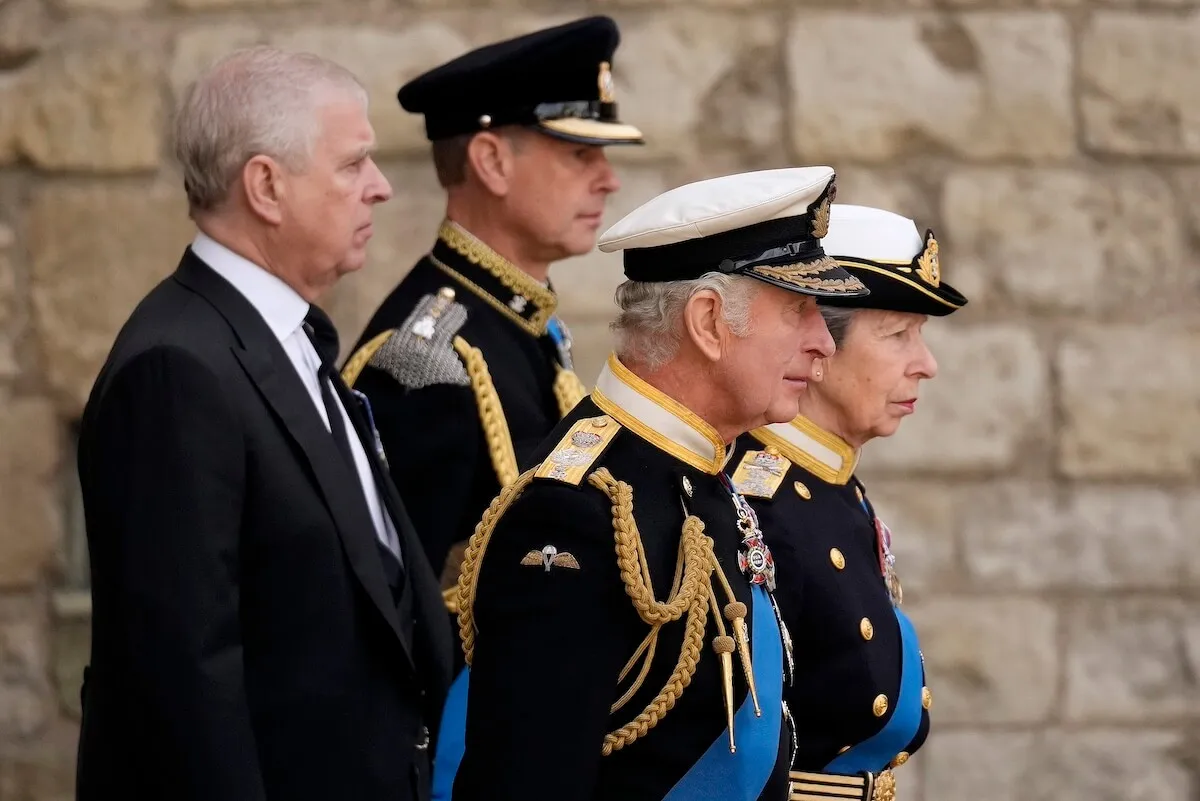 (Left to right) Prince Andrew, Prince Edward, King Charles, and Princess Anne