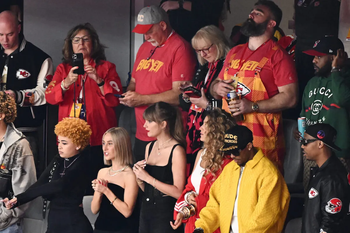 Taylor Swift and the Kelce family at the Super Bowl