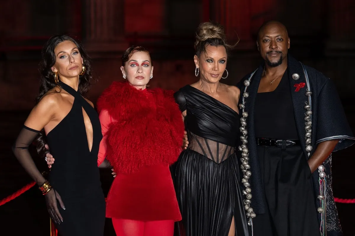 The stars of The Devil Wears Prada musical, Amy Di Bartolomeo, Georgie Buckland, Vanessa Williams, and Matt Henry, pose together outside of the theatre before opening night