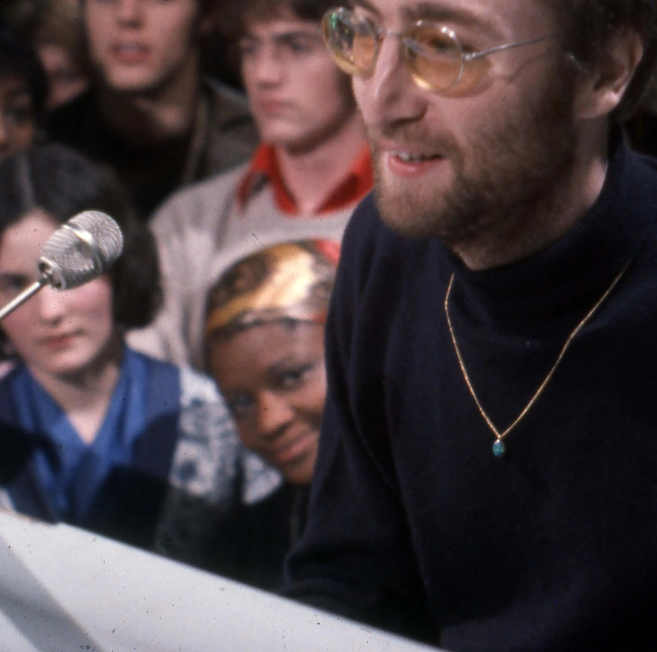 "Imagine" singer John Lennon at a piano