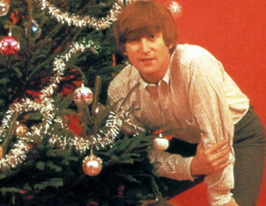 John Lennon with a Christmas tree