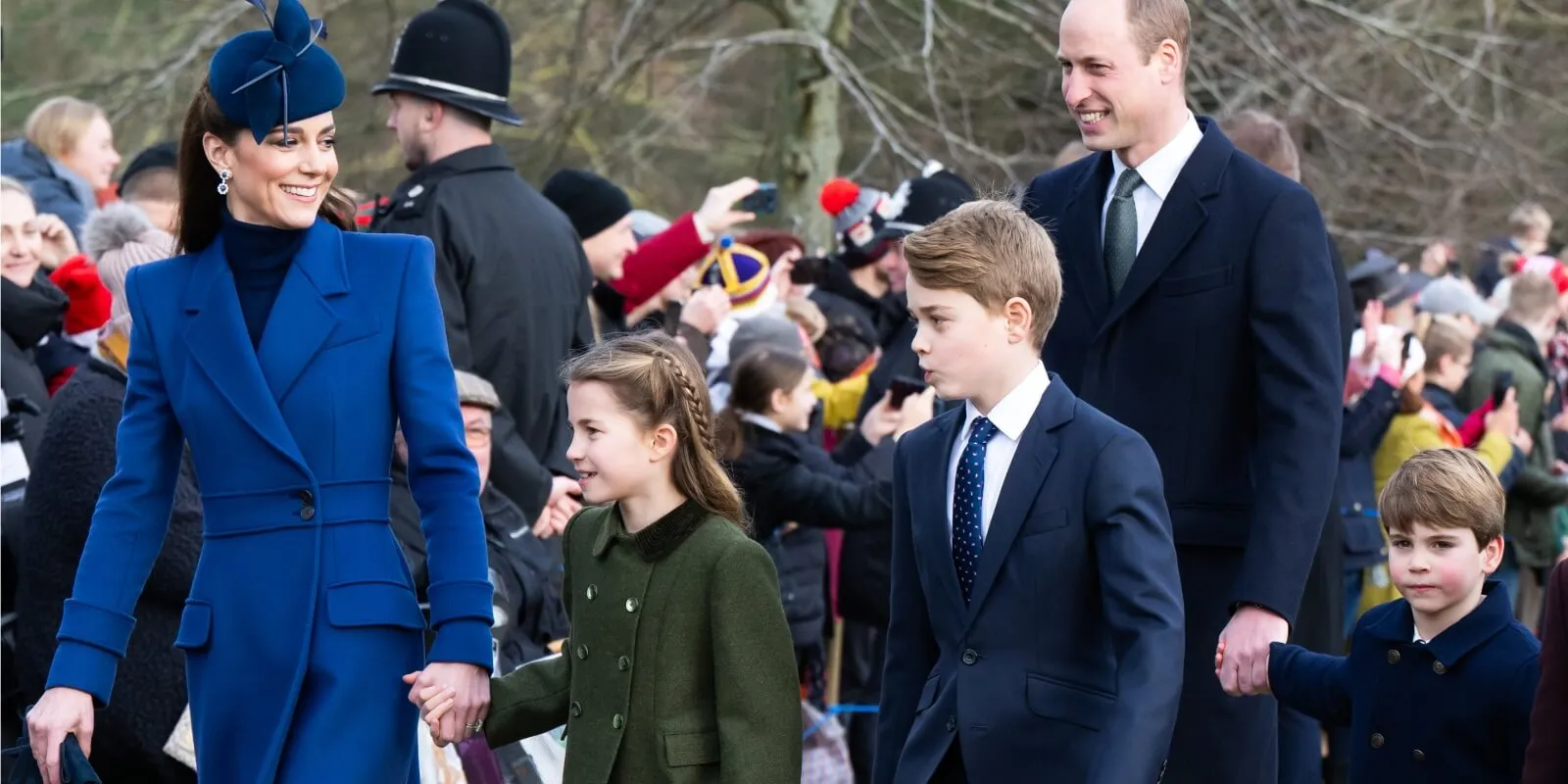 Kate Middleton, Princess Charlotte, Prince George, Prince William and Prince Louis photographed on Christmas Day 2023.