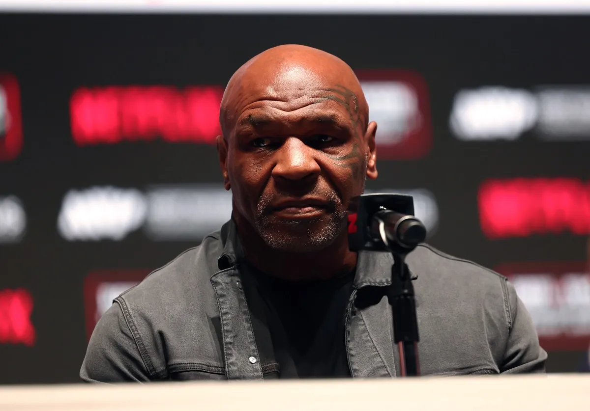 Mike Tyson at a press conference.