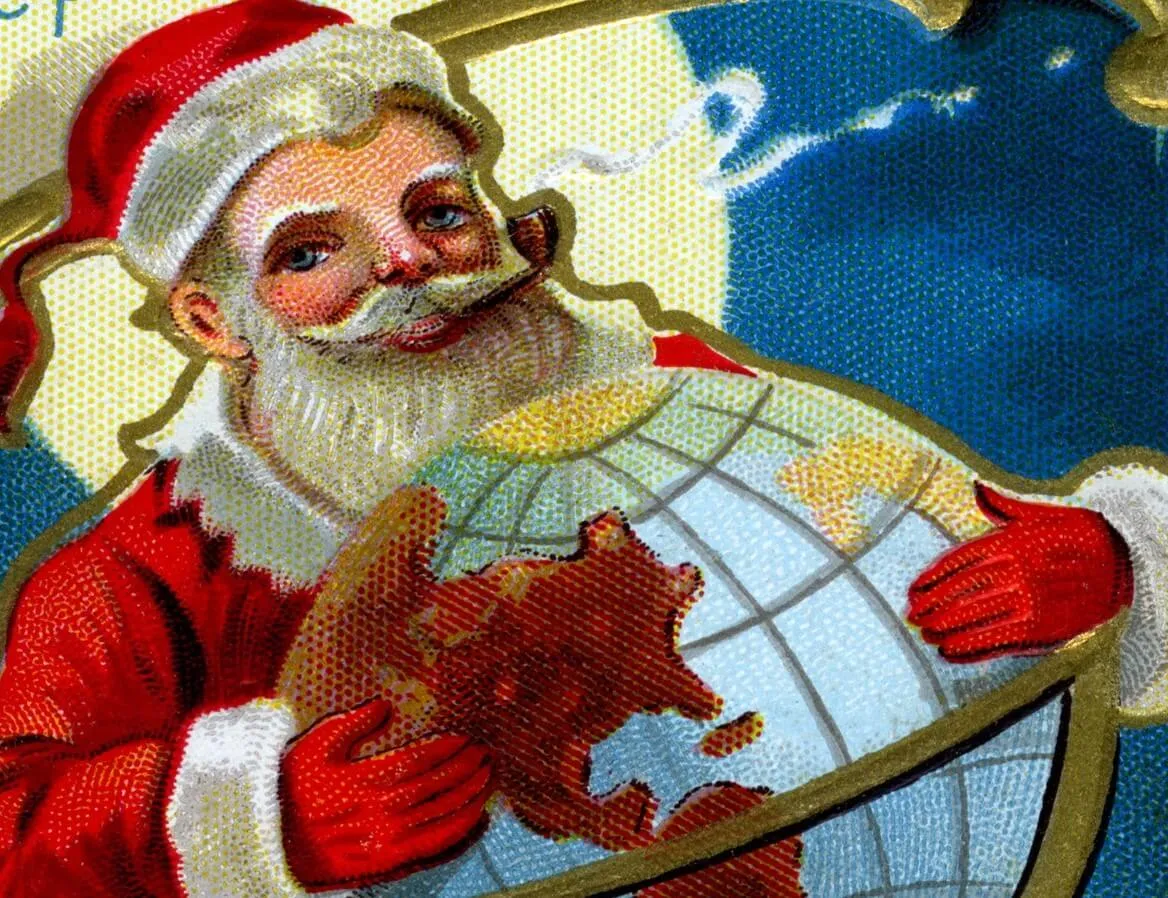 Santa Claus with a globe