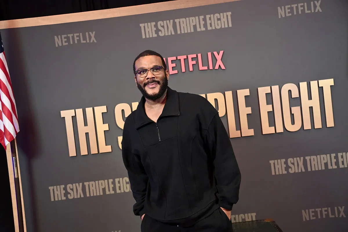 Tyler Perry attends Tyler Perry's THE SIX TRIPLE EIGHT Netflix Special Screening wearing an all black outfit.