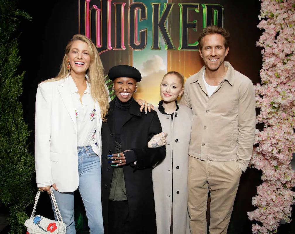 Blake Lively, Cynthia Erivo, Ariana Grande, and Ryan Reynolds at a 'Wicked' screening