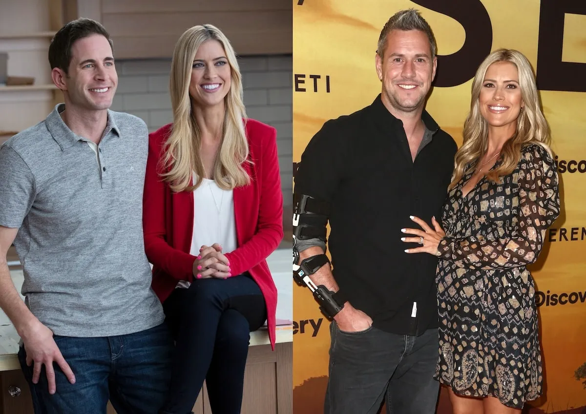 Side by side photos of Christina Haack with her first husband, Tarek El Moussa, and second husband, Ant Anstead