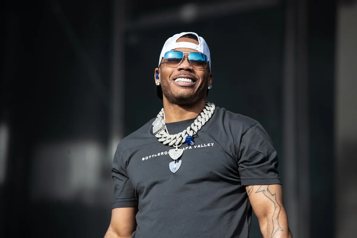 Nelly smiling while performing at 2024 BottleRock at Napa Valley Expo.