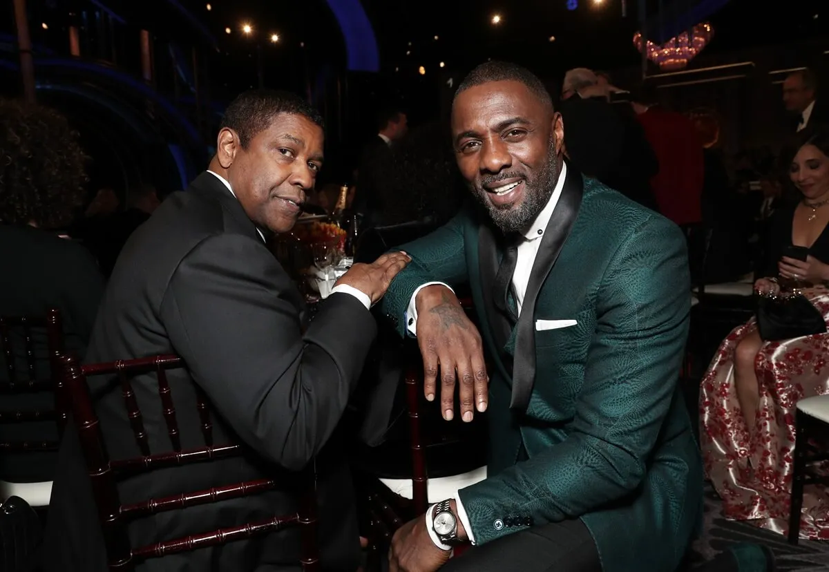 Denzel Washington and Idris Elba posing at the 76th Annual Golden Globe Awards.