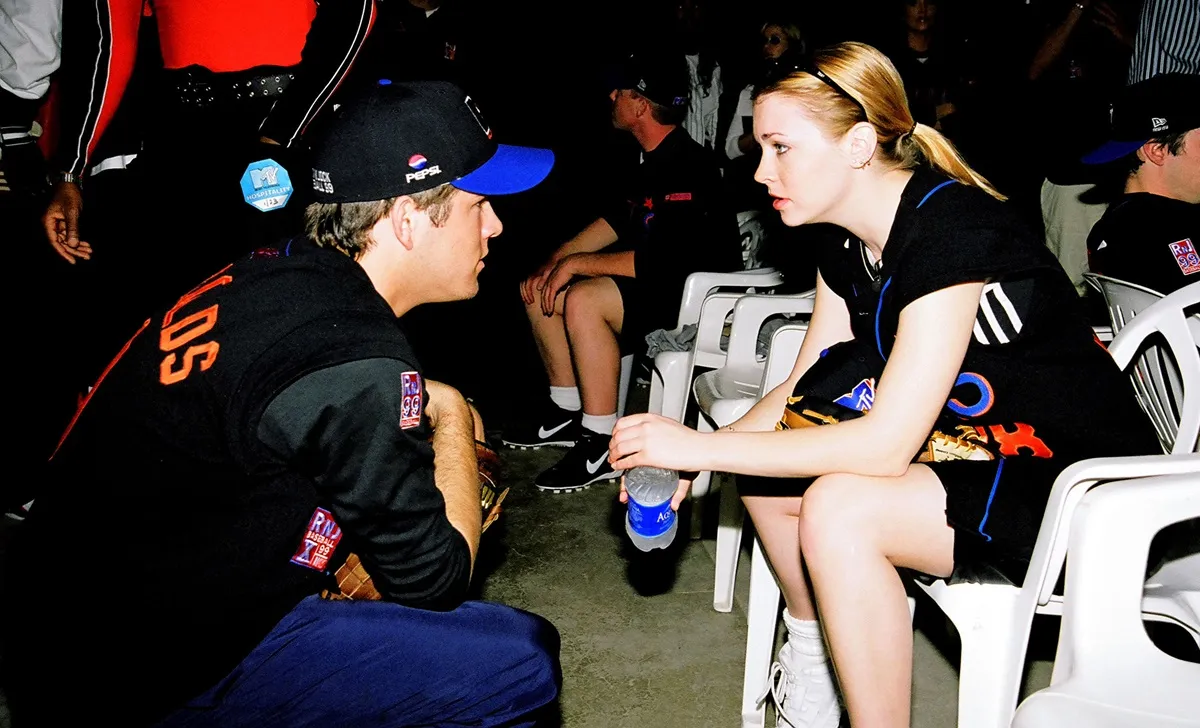 Ryan Reynolds and Melissa Joan Hart during MTV's 10th Annual Rock 'n Jock Baseball Game in Los Angeles, California, United States