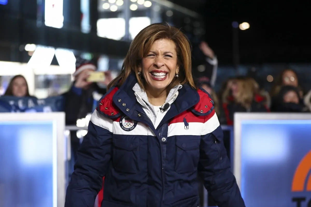 Wearing a red, white, and blue jacket, Hoda Kotb smiles and hosts 'TODAY' live from Pyeongchang, South Korea, for the 2018 Winter Olympics