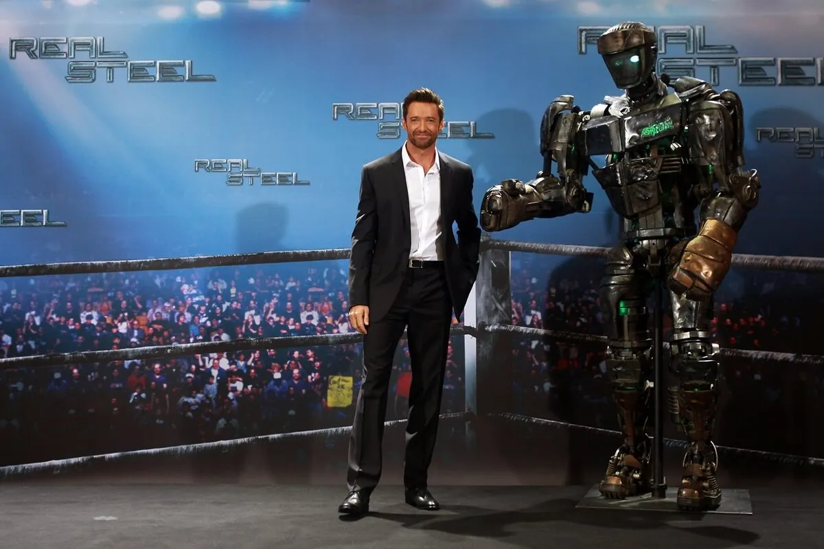 Hugh Jackman posing at the photocall of 'Real Steel'.