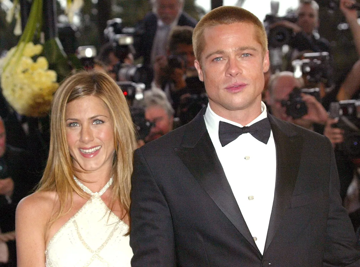 Brad Pitt and Jennifer Aniston at the 'Troy' premiere.